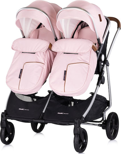 Chipolino Duo Smart Verstellbar Doppelter Kinderwagen Geeignet für Neugeborene Pink Marshmallow 12.2kg