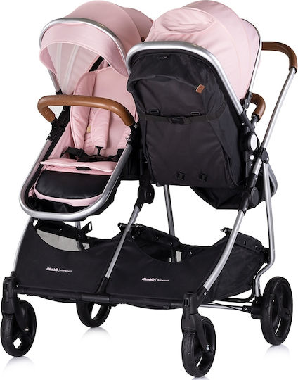 Chipolino Duo Smart Verstellbar Doppelter Kinderwagen Geeignet für Neugeborene Pink Marshmallow 12.2kg