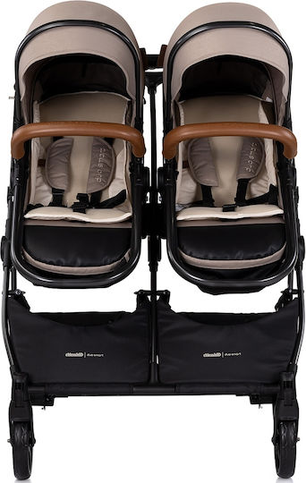 Chipolino Duo Smart Adjustable Double Stroller Suitable for Newborn Beige 8.7kg