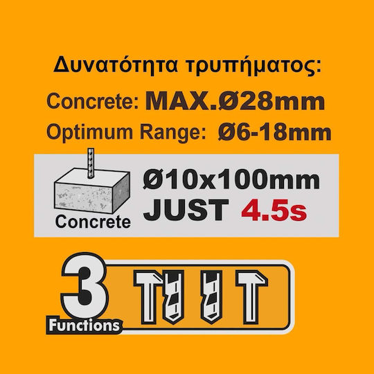 Ingco Impact Demolition Hammer Battery Brushless 20V 2x2.5Ah with Chuck SDS Plus CRHLI422882E