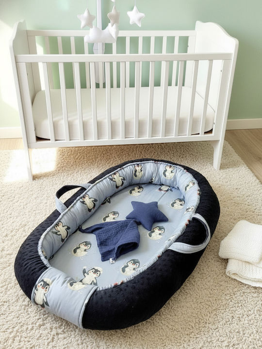 Velvet White Baby Nest Navy Blue