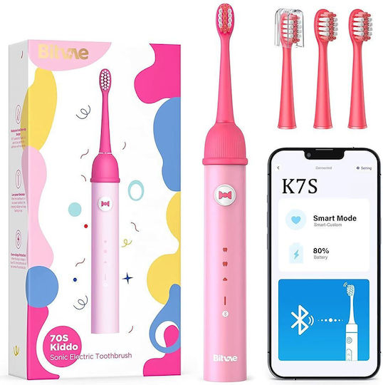 Bitvae Children's Electric Toothbrush with Chronograph for 6+ Years Pink with Replacement Heads