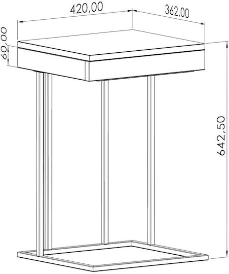 Schwarzer Moderner Beistelltisch für das Wohnzimmer mit Schublade 42x36x64cm