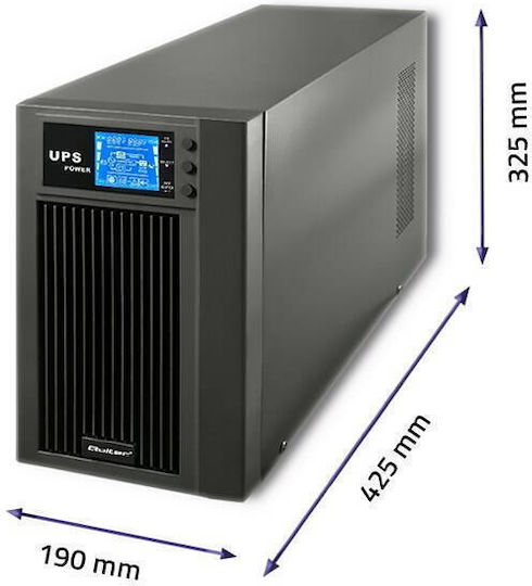 Qoltec Uninterruptible Power Supply 3000 UPS On-Line 3000VA 2400W With 4 Outlets