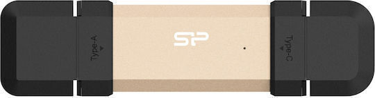 Silicon Power Ds72 1.0TB USB 3.2 SSD Stick with connection USB-A & USB-C Gold