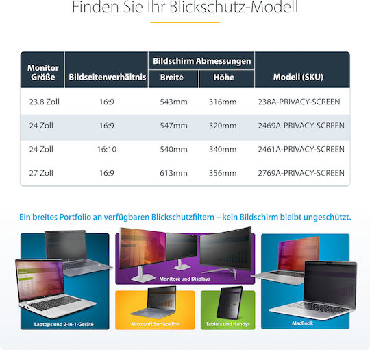 StarTech 2469A-PRIVACY-SCREEN Φίλτρο Οθόνης