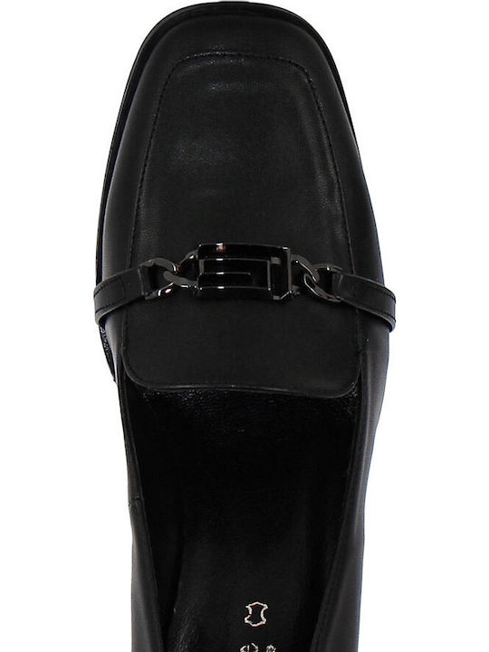 Leather Women's Moccasins in Black Color