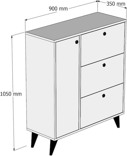 Shoe Cabinet 6 Shelves 4 Doors Multicolour 90x35x105cm