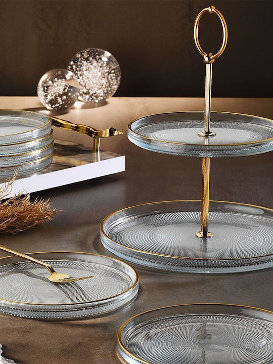 SteweHome Glass Dinnerware Set Collection Gold Shine 6 Persons 16x16cm