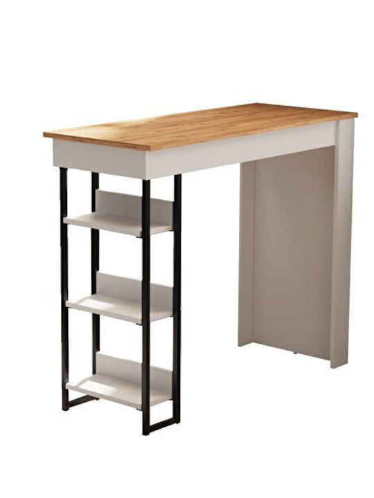 Masă Bar Modernă Lemn Natural 3 Rafturi Stejar 120x50x110cm