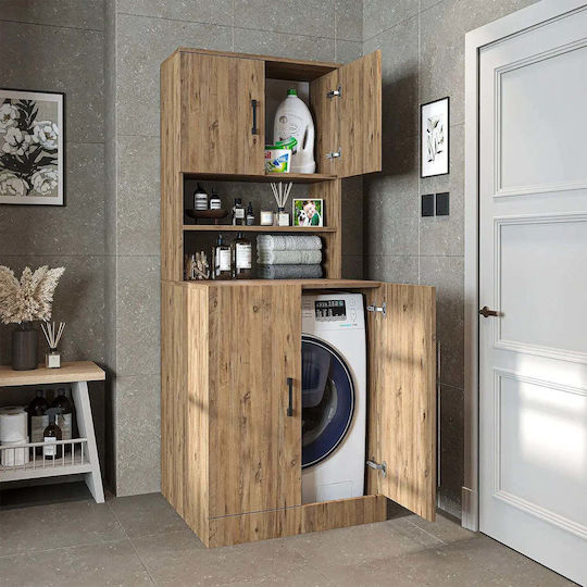 SteweHome Badezimmerschrank Waschmaschinentür Eiche 70x32x180cm