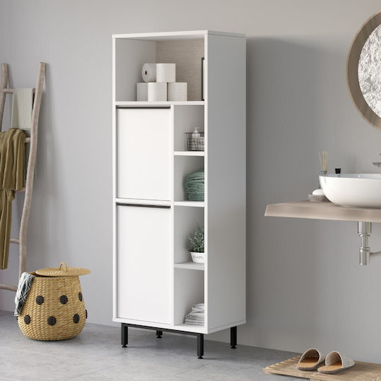Badezimmerschrank Mdf Mit Metallfüßen Weiß 153,9x60x35cm