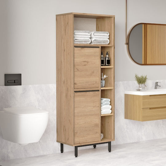 Badezimmerschrank Mdf Mit Metallfüßen Eiche 153.9x60x35cm
