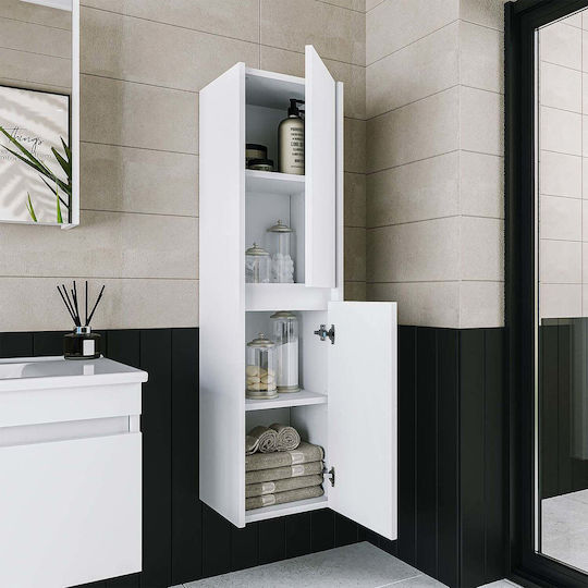 Bathroom Towel Cabinet Shelves White 35x30x130cm