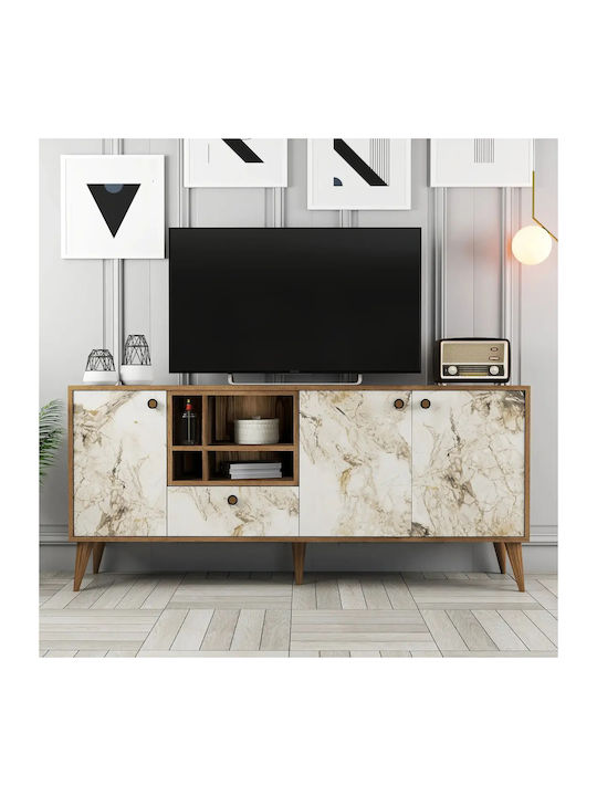 Μπουφές Ξύλινος Πόρτες Κρέμα Μαρμάρου 180x35x81cm