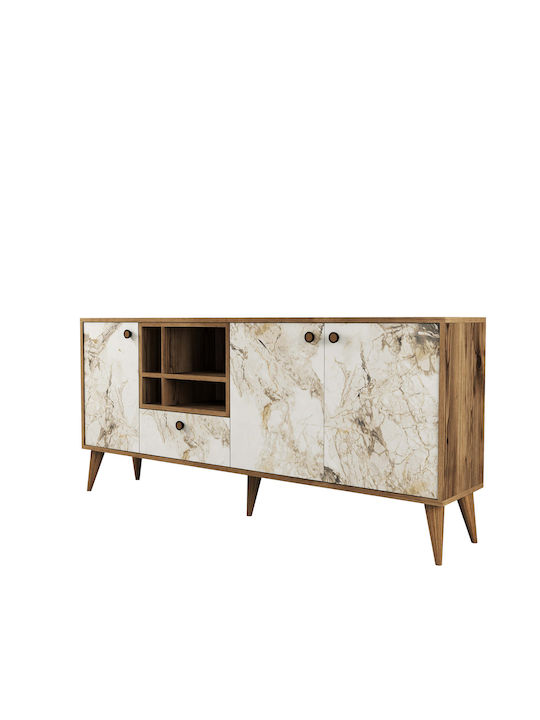 Μπουφές Ξύλινος Πόρτες Κρέμα Μαρμάρου 180x35x81cm