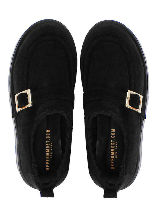 Γυναικεία Slip-On Δερμάτινα Μαύρα