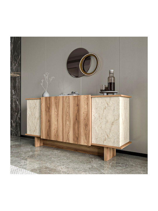 Bufet Din Lemn Design Modern Spații De Depozitare Marmură Crem 180x40x64cm