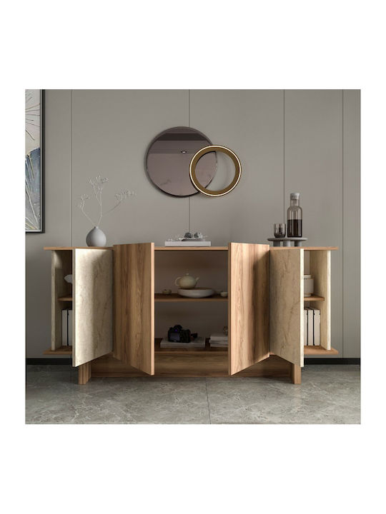 Bufet Din Lemn Design Modern Spații De Depozitare Marmură Crem 180x40x64cm
