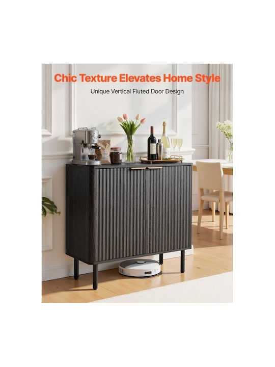 Sideboard made of Wood & Metal Black 80x37.5x80cm
