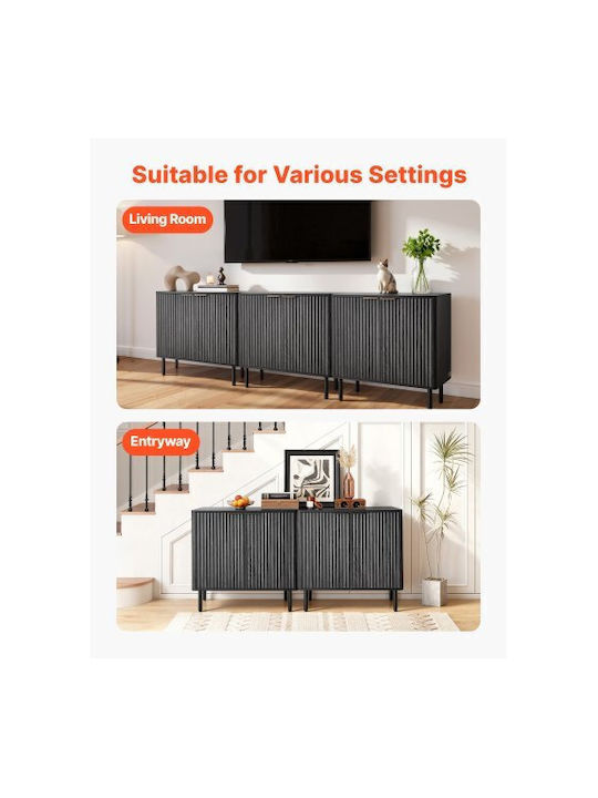 Sideboard made of Wood & Metal Black 80x37.5x80cm