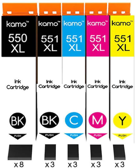 Съвместими Мастилени Касети Kamo 551xl 6775979-a 8865-30 20 Бройки Съвместими Canon Pgi-550/cli-551 Xl