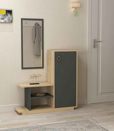 Mdf Мебел За Антре с Огледало И Гардероб 80x29.5x90см