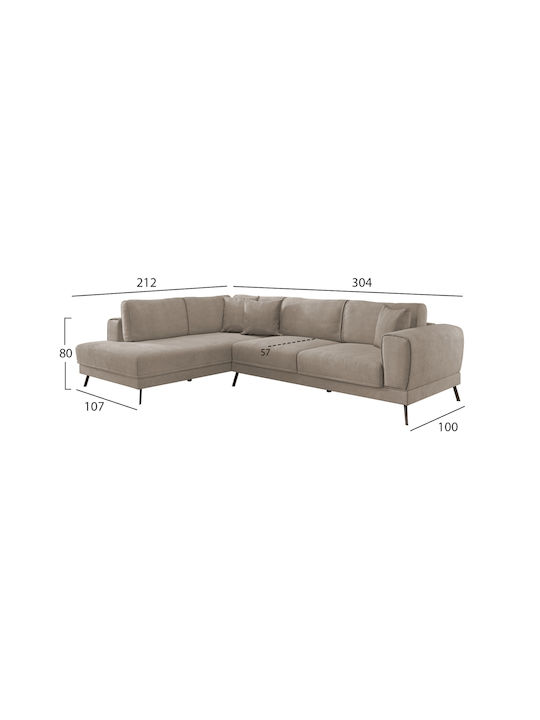Zenora Ecke Sofa Sofa mit Linke Ecke & Stauraum Beige 304x212x80cm