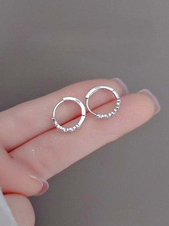 Single Earring Hoop made of Silver Gold Plated with Stones
