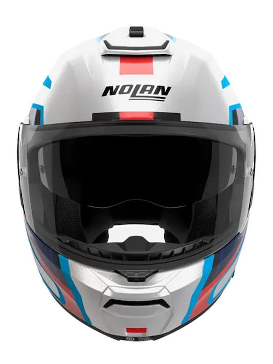 Nolan N100-6 Radiante 358 White / Blue / Red Мотоциклетна каска Флип ъп ECE 22.06 с Sunvisor