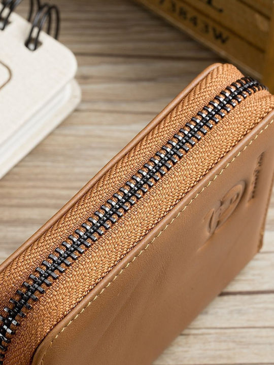 Δερμάτινο Ανδρικό Πορτοφόλι με RFID Ανοιχτό Καφέ