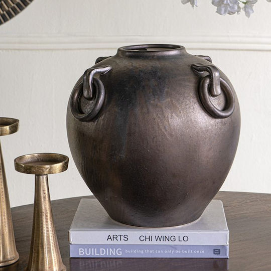 Artekko Διακοσμητικό Βάζο Κεραμικό Candia Χρυσό Φ29xΥ31cm