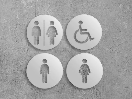 Στρογγυλές Πινακίδες Wc Classic Ανοξειδωτο-ατσαλι-inox Wc-ανδρών