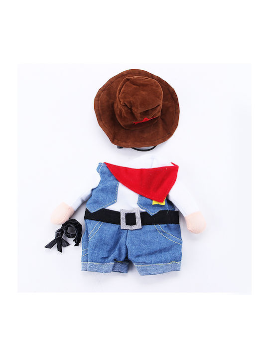 Costum Cowboy Din Denim Amuzant și Elegant Pentru Câini și Pisici Perfect Pentru Petreceri De Halloween Mărimea S Albastru