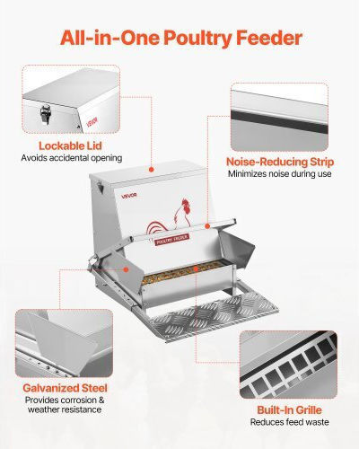 Vevor Automatic Metal Feeder for Chickens and Poultry with Capacity 18.14kg
