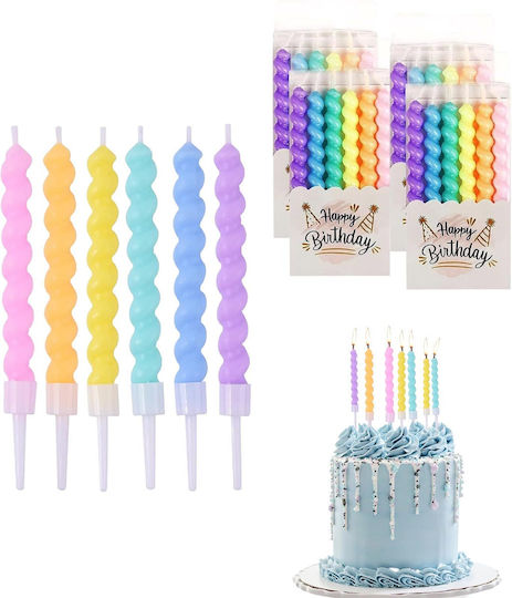 Lumanări Spirale De Ziua De Naștere 24 Bucăți Colorate Lungi Decorative Pentru Tort