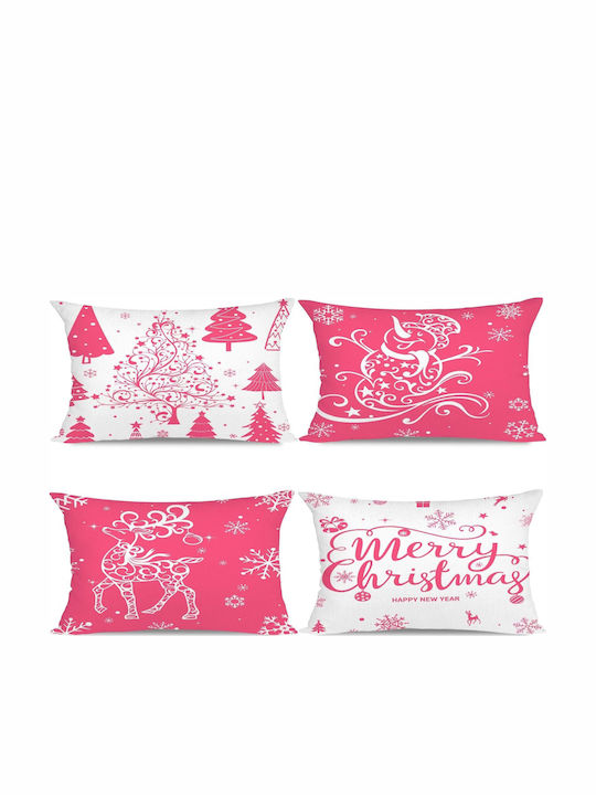 Miaikoe Set 4 Weihnachtsdekorative Kissen 30x50 cm Heimdekorationen Rosa
