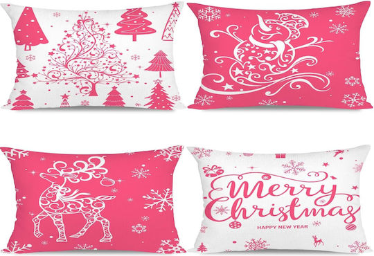 Miaikoe Set 4 Weihnachtsdekorative Kissen 30x50 cm Heimdekorationen Rosa