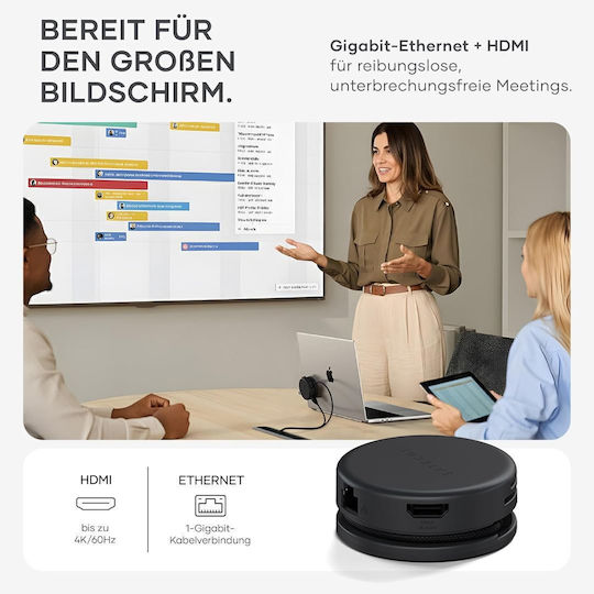 Satechi OntheGo USB-C Docking Station με HDMI 4K PD Ethernet Μαύρο