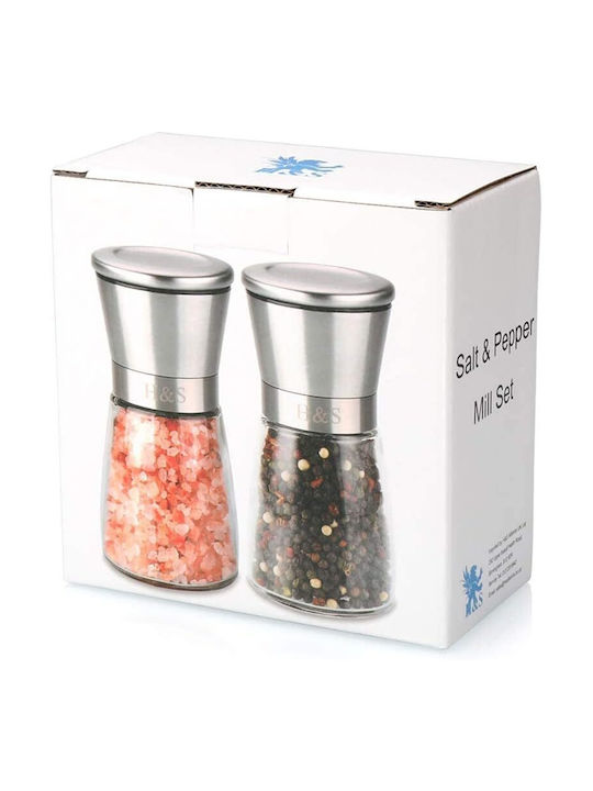 H&S Manual Set Spice Mills Inox in Gray Color 14.5cm 2pcs