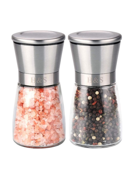 H&S Manual Set Spice Mills Inox in Gray Color 14.5cm 2pcs