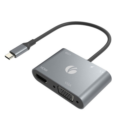 VCOM USB-C Docking Station με HDMI 4K PD Γκρι (CU4511)