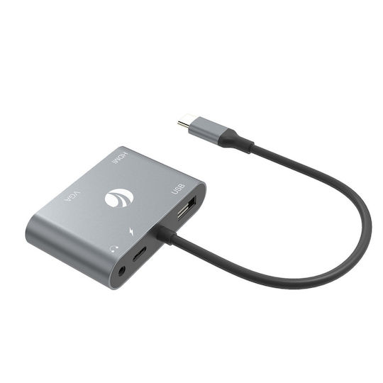 VCOM USB-C Docking Station με HDMI 4K PD Γκρι (CU4511)