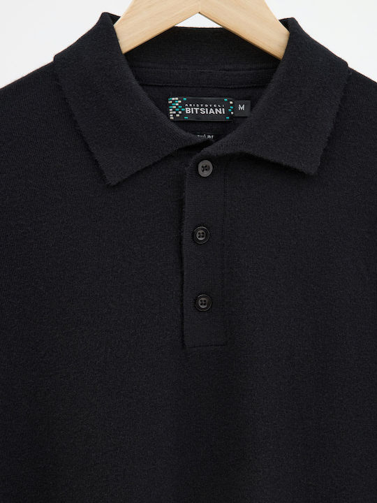 Long Sleeve Black Polo Sweater