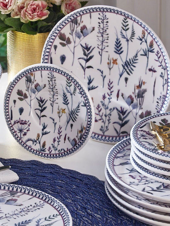 19-Piece Stoneware Porcelain Garden Wildflowers Dinnerware Set for 6 People 20x20cm