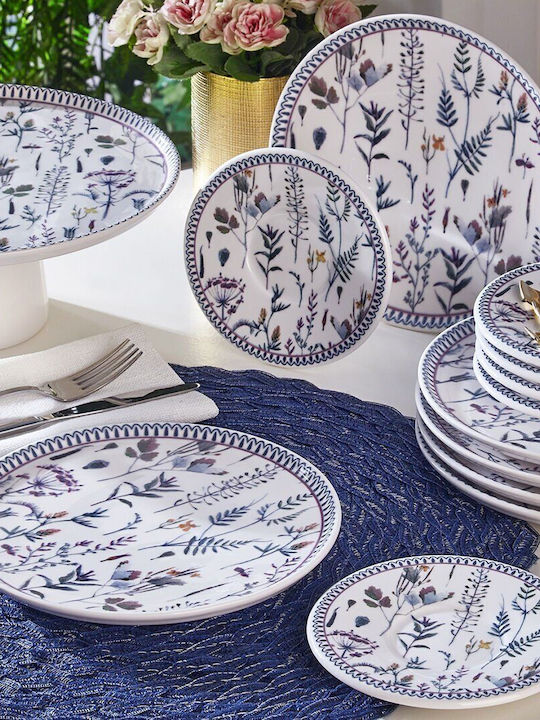 19-Piece Stoneware Porcelain Garden Wildflowers Dinnerware Set for 6 People 20x20cm