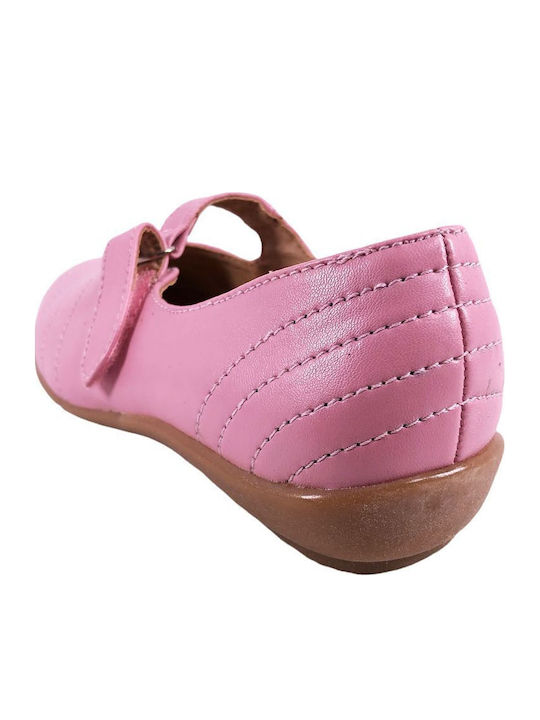 Παιδικές Μπαλαρίνες mit Bügel- und Schleifenverschluss Leder Rosa