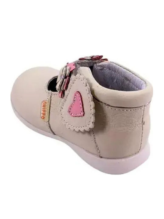 Παιδικές Μπαλαρίνες mit Bügel- und Schleifenverschluss Leder Beige