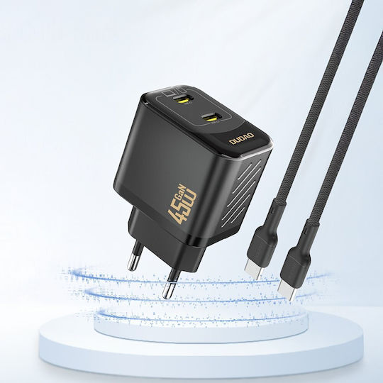 Dudao Charger Without Cable GaN with 2 USB-C Ports 45W Power Delivery Blacks (A28PEU)