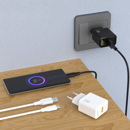 Dudao Φορτιστής GaN με Θύρα USB-A και Καλώδιο USB-C 12W Λευκός (A23TEU)